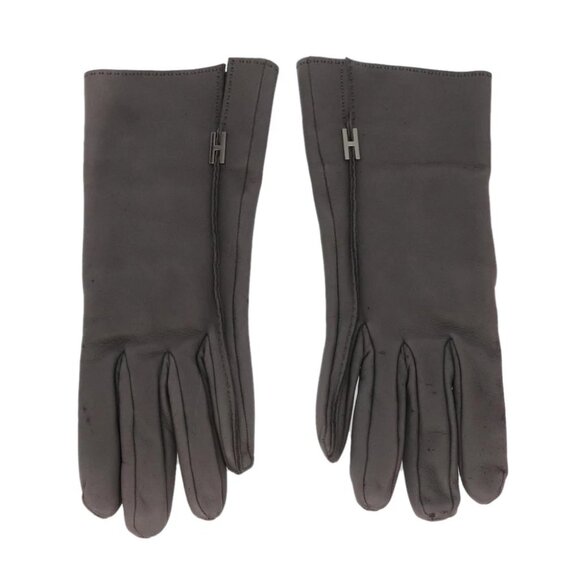HERMES Gloves Leather Gray Auth bs19011 - Picture 13 of 16